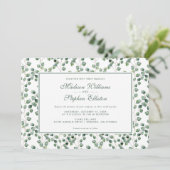 水彩画のユーカリの葉パターン-結婚式 招待状 (スタンド正面)