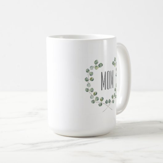 水彩画のユーカリの葉フレーム|の母の日 コーヒーマグカップ (正面右)