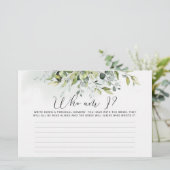 水彩画のユーカリ 誰？ 私は誰？ ブライダルシャワーゲーム 便箋 (スタンド正面)