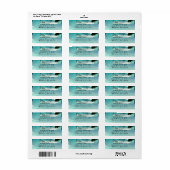 水彩画のヨットのヤシの木及びひもライト ラベル (フルシート)