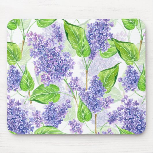水彩画のライラックの花 マウスパッド (正面)