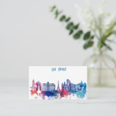 水彩画のラスベガスのスカイライン 名刺 (スタンド正面)