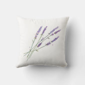 水彩画のラベンダーのデザインの枕 クッション (裏面)
