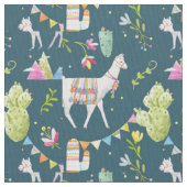 水彩画のラマの旗パターン ファブリック (クローズアップ)