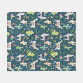 水彩画のラマの旗パターン フリースブランケット (正面(横))