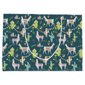 水彩画のラマの旗パターン ラージペーパーバッグ (裏面)