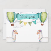 水彩画のラマの熱気の気球のサンキューカード サンキューカード (正面)