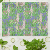 水彩画のラマ及びCatusパターン キッチンタオル (折り畳み)