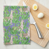 水彩画のラマ及びCatusパターン キッチンタオル (四つ折り)