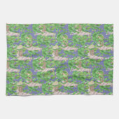 水彩画のラマ及びCatusパターン キッチンタオル (横)