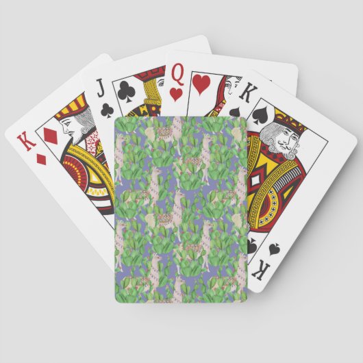 水彩画のラマ及びCatusパターン トランプ (裏面)