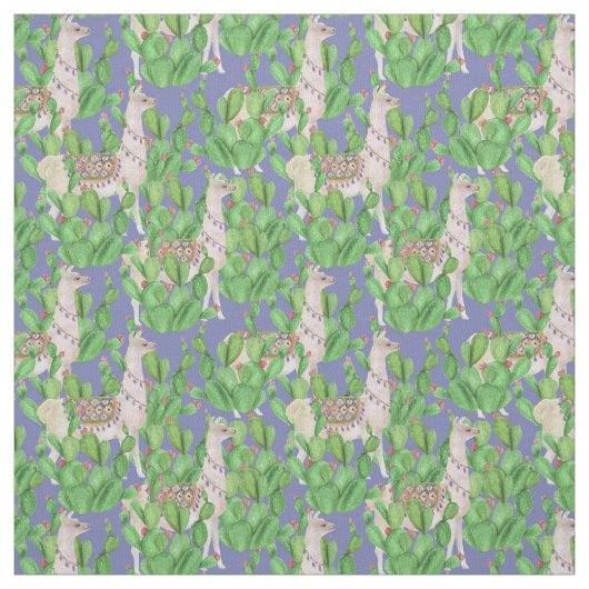 水彩画のラマ及びCatusパターン ファブリック (見本)