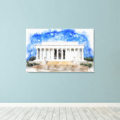 水彩画のリンカーン記念館 キャンバスプリント (インサイチュ (ウッドフロア))