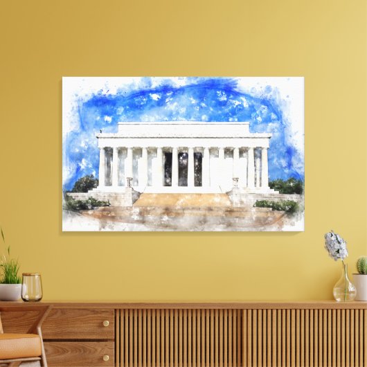 水彩画のリンカーン記念館 キャンバスプリント (インサイチュ (リビング))