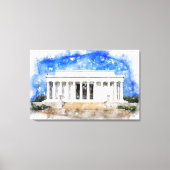 水彩画のリンカーン記念館 キャンバスプリント (正面)