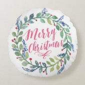 水彩画のリースのコレクション ラウンドクッション (正面)