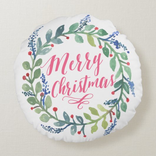 水彩画のリースのコレクション ラウンドクッション (裏面)