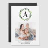 水彩画のリースの写真のイニシャル/モノグラムの休日 (正面/裏面)