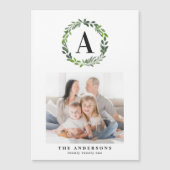 水彩画のリースの写真のイニシャル/モノグラムの休日 (正面)