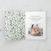 水彩画のリースの写真のイニシャル/モノグラム シーズンカード (内部)