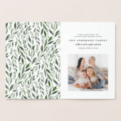 水彩画のリースの写真のイニシャル/モノグラム 箔カード (内部)