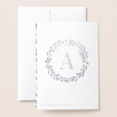 水彩画のリースの写真のイニシャル/モノグラム 箔カード (裏面封筒付き)