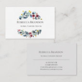 水彩画のリースの花の名刺 名刺 (正面/裏面)