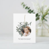 水彩画のリースの葉植物のパターン写真 シーズンポストカード (スタンド正面)