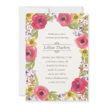 水彩画のリース|の花の退職パーティー