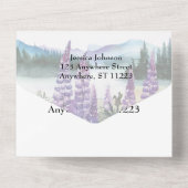 水彩画のルピナスと山 オールインワン招待状 (裏面)