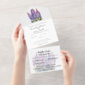 水彩画のルピナスと山 オールインワン招待状 (貼ってはがせる)