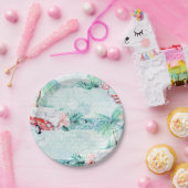 水彩画のレトロのビーチのテーマのパーティーのプレート ペーパープレート (パーティー)