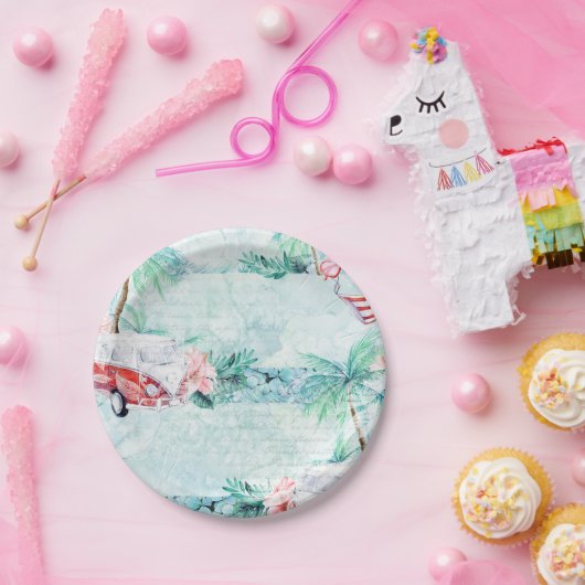 水彩画のレトロのビーチのテーマのパーティーのプレート ペーパープレート (パーティー)