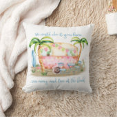 水彩画のレトロのヴィンテージのキャンピングカーのビーチ場面 クッション (ブランケット)