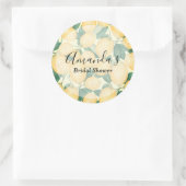 水彩画のレモンおよび緑の草木のシャワー ラウンドシール (バッグ)