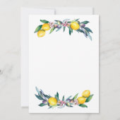 水彩画のレモンとオリーブのブライダルシャワー 招待状 (裏面)