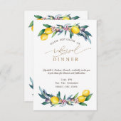 水彩画のレモンとオリーブの結婚式前夕餐会 招待状 (正面/裏面)