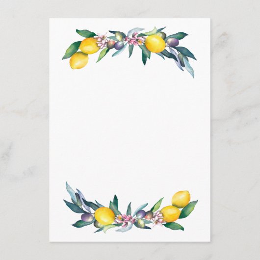 水彩画のレモンとオリーブ エンクロージャーカード (裏面)
