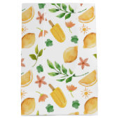 水彩画のレモンとポップスキャンデーのミディアムギフトバッグ ミディアムペーパーバッグ (裏面)