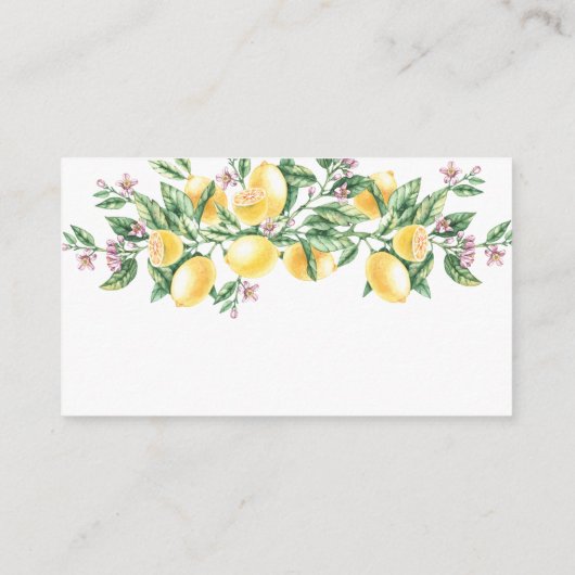 水彩画のレモンと植物の花のレジストリー エンクロージャーカード (裏面)