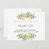 水彩画のレモンと植物の花 案内ポストカード (正面/裏面)