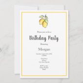 水彩画のレモンと模様 招待状 (正面)