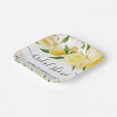 水彩画のレモンと花のウェディングシャワー ペーパープレート (傾斜あり)