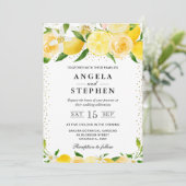 水彩画のレモンと花のウェディング 招待状 (スタンド正面)