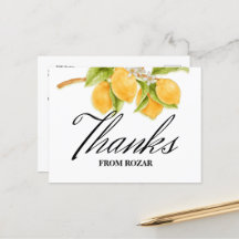 水彩画のレモンと花の誕生日お礼