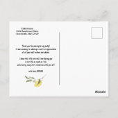 水彩画のレモンと花の誕生日お礼 ポストカード (裏面)