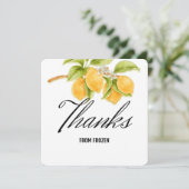 水彩画のレモンと花の誕生日お礼 招待状 (スタンド正面)