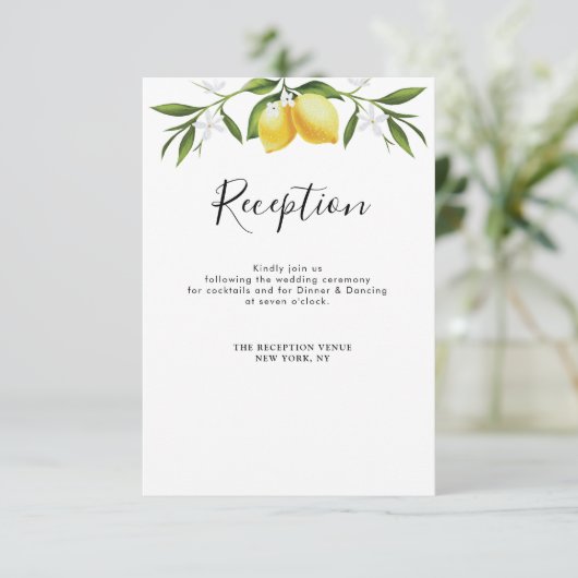 水彩画のレモンと葉の結婚式の受付案内カード 出欠カード (スタンド正面)
