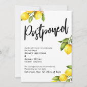 水彩画のレモンの延期された結婚発表 招待状 (正面)