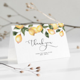 水彩画のレモンを使ったウェディングシャワーのお礼カード サンキューカード